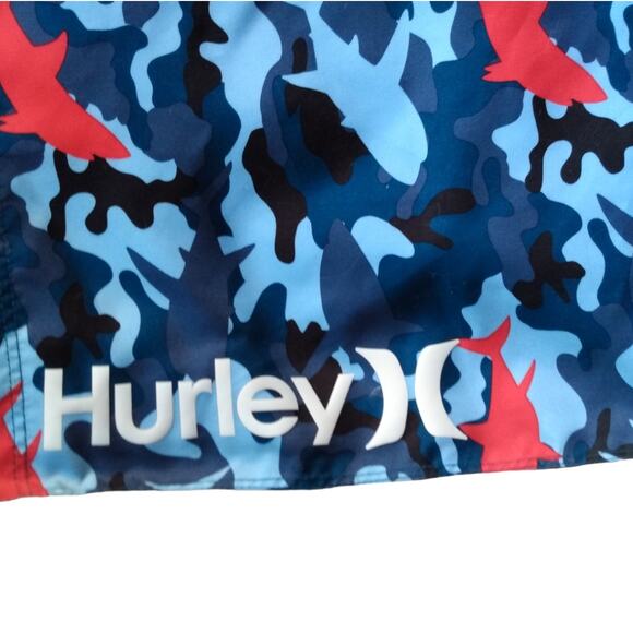Hurley Men’s Shark Camo Board Shorts Size 18/29 Blue Swim Trunks Surf Beach - Picture 3 of 10